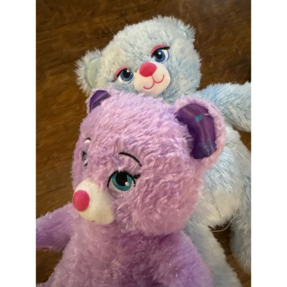 Build A Bear Honey Girls Teegan and Risa Plush Set Purple Blue 18 Inch Stuffed